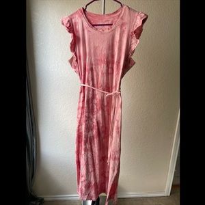 Pink tie dye midi dress